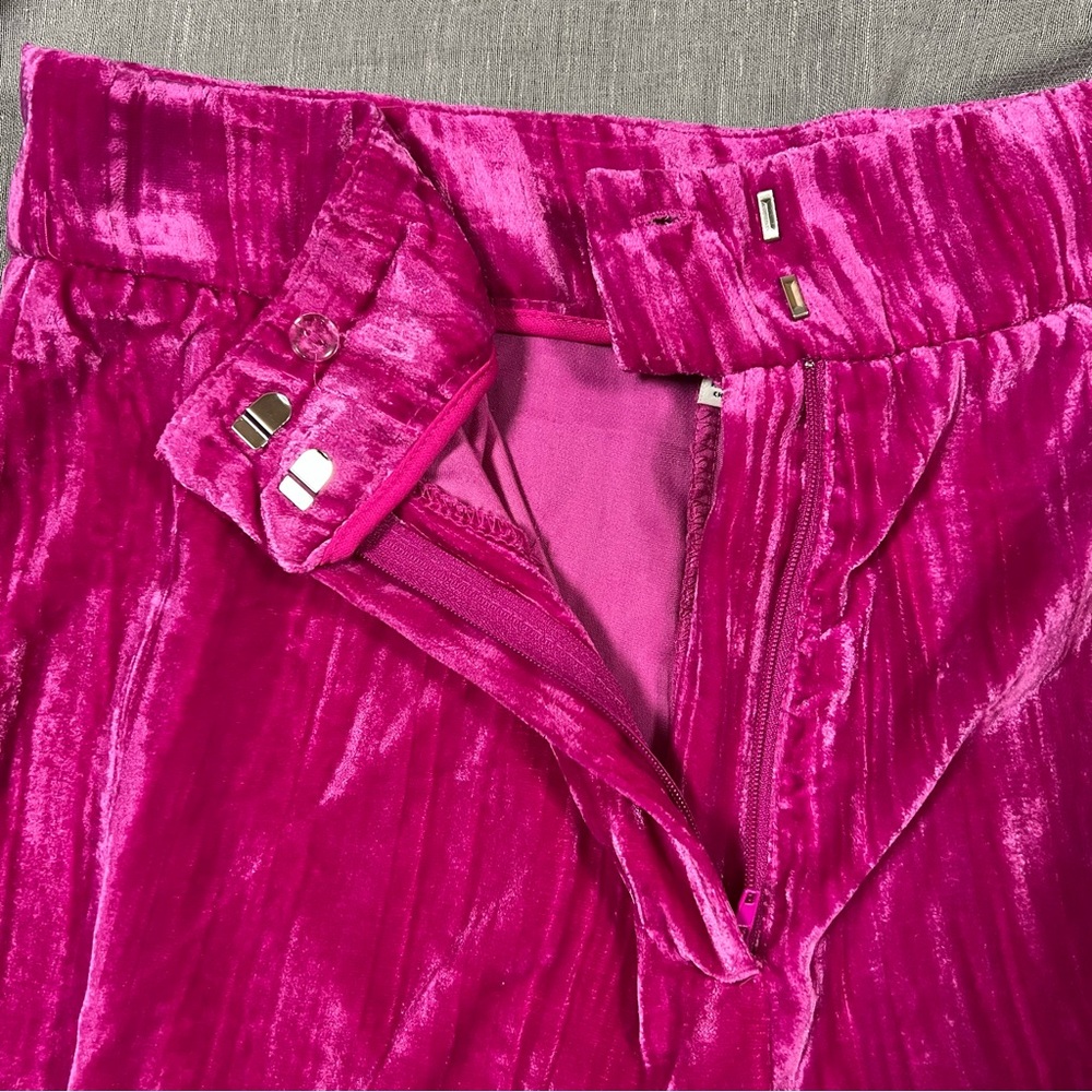 Francesca’s Magenta Pink Textured High Rise Trouser Pants Sz L NWT - Picture 3 of 12